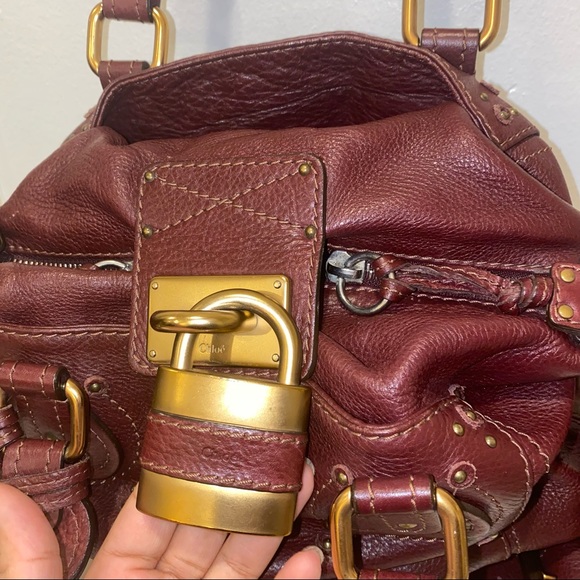 🛑SOLD🛑 Chloe Paddington Leather Shoulder Bag in Burgundy - Picture 10 of 12